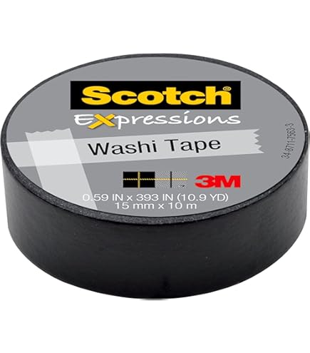 Amazon.com: 3M C314-BLK Washi Tape, 0.59-Inch x 393-Inch, Black
